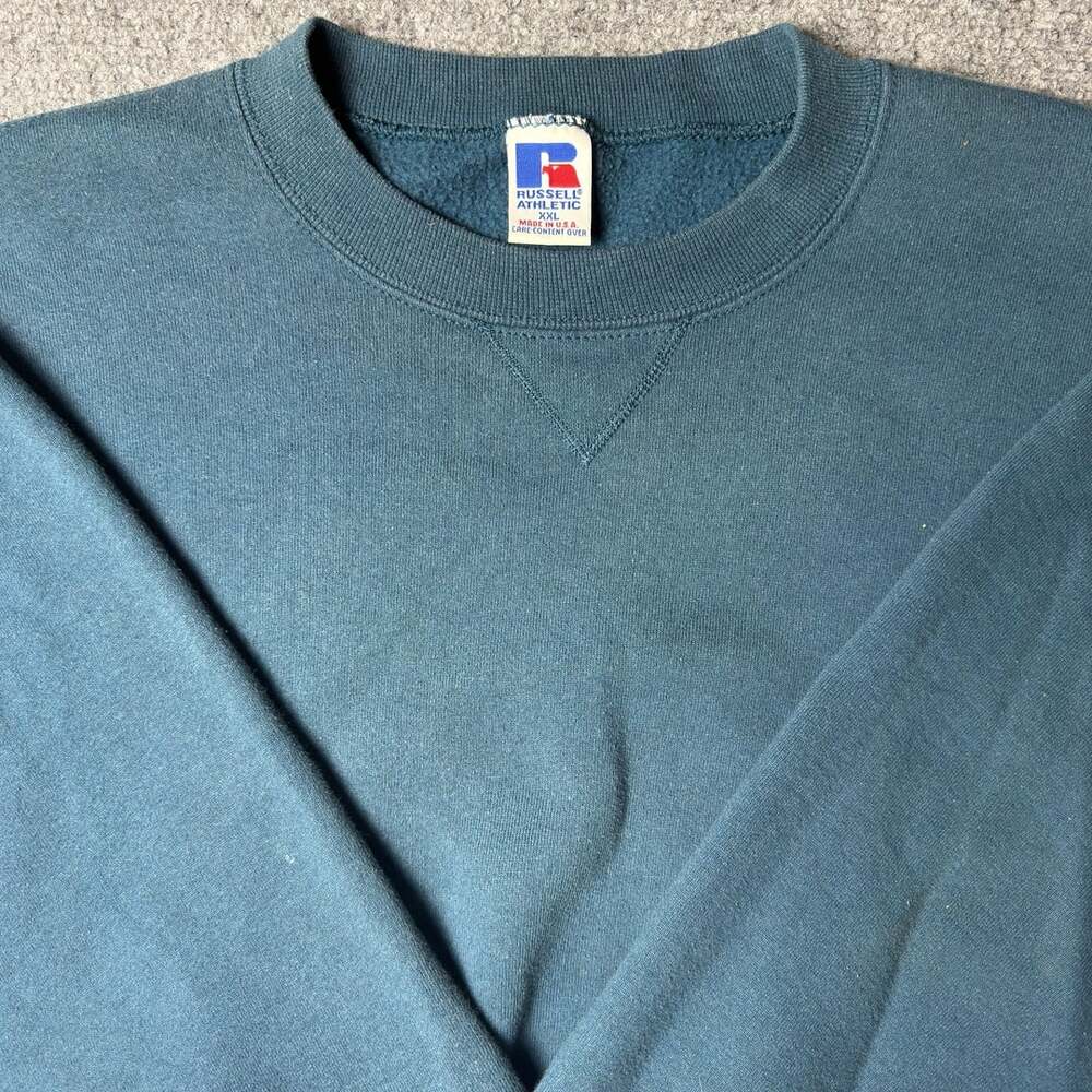 Russell Athletic Vintage Crewneck Sweatshirt Size XXL Teal Made in USA